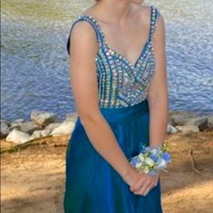 La Femme Blue embellished prom dress. Size 0